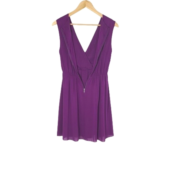 ALICE + OLIVIA Purple Silk Pleated  Fit & Flare Wrap Mini Dress Women's Size XS - Picture 11 of 14